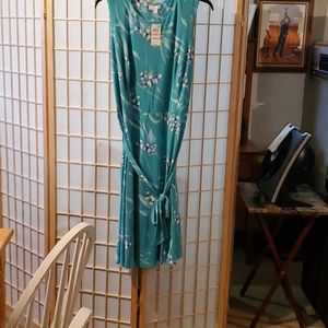 Teal Blue Floral Sleeveless Dress